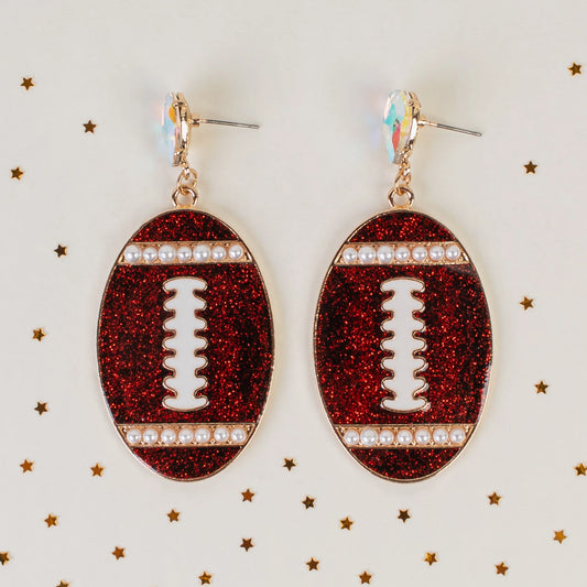 Rhinestone Pearl Football Dangles
