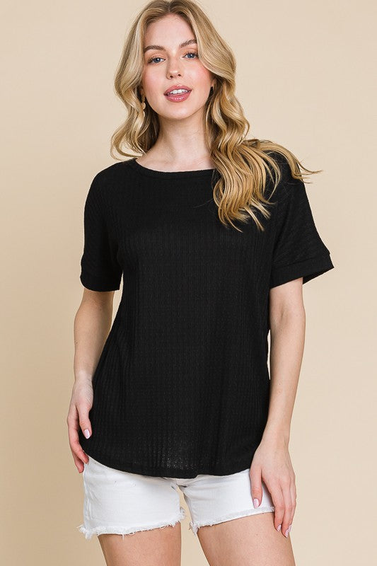 Rib Knit T-Shirt
