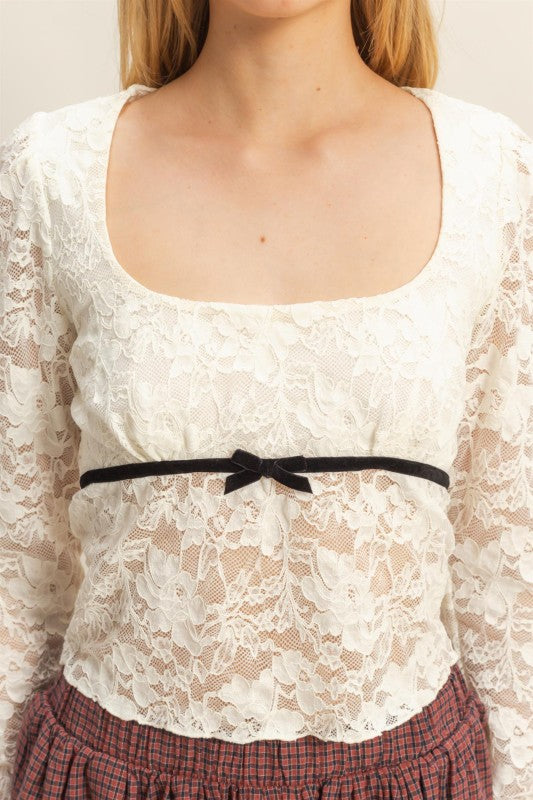 Ribbon Lace Detail Top