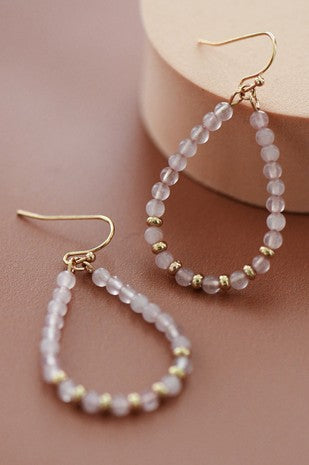 Rose Quartz Stone Beaded Earrings