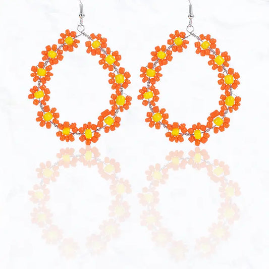 Seed Bead Daisy Earrings