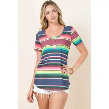 Serape Henley Style Top