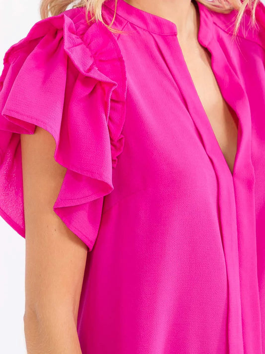 Short Ruffle Sleeve Blouse