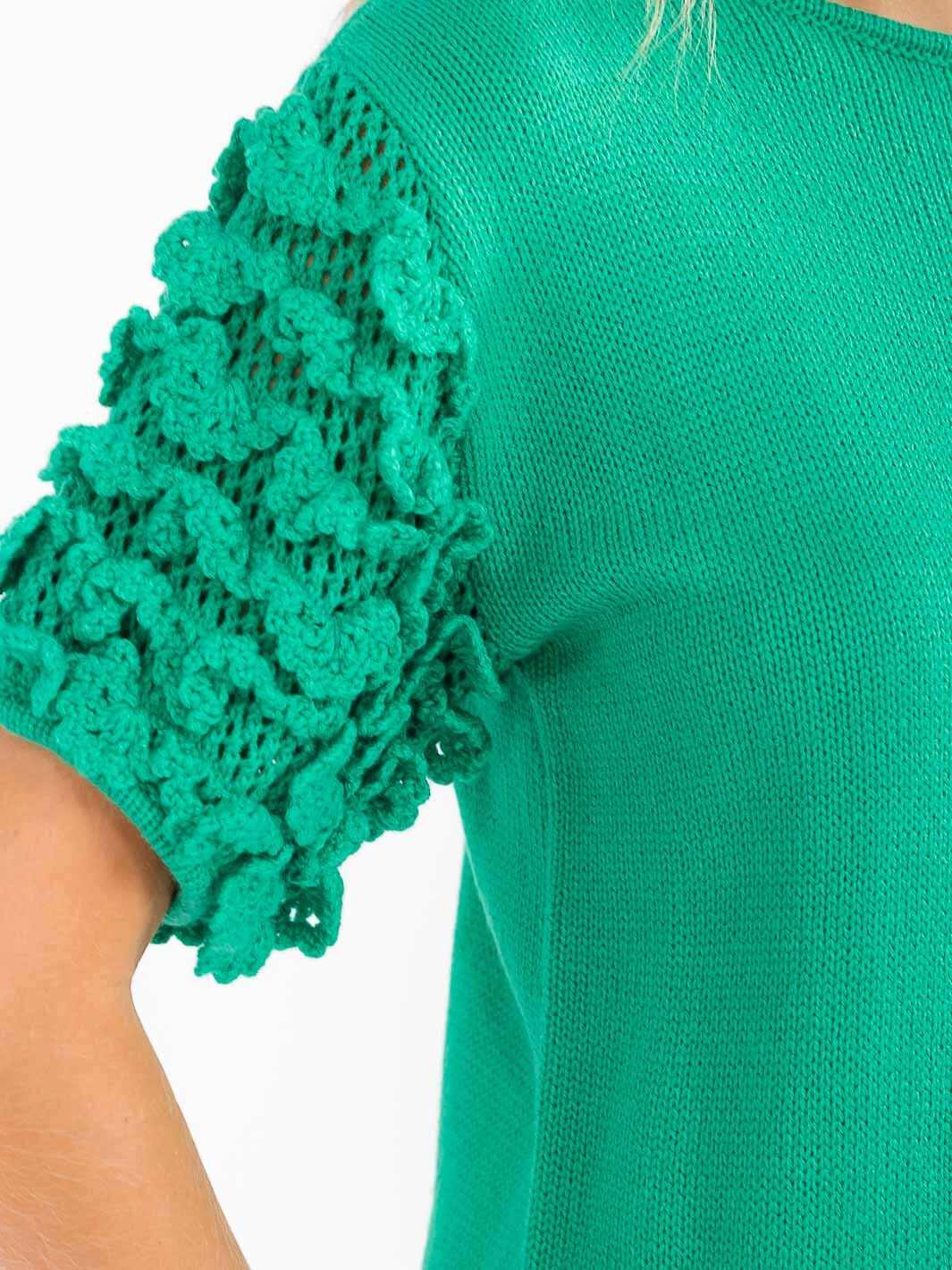 Short Ruffle Sleeve Knit Blouse