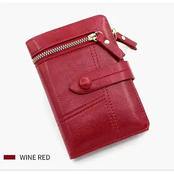 Simple Zip Leather Card Case Wallet