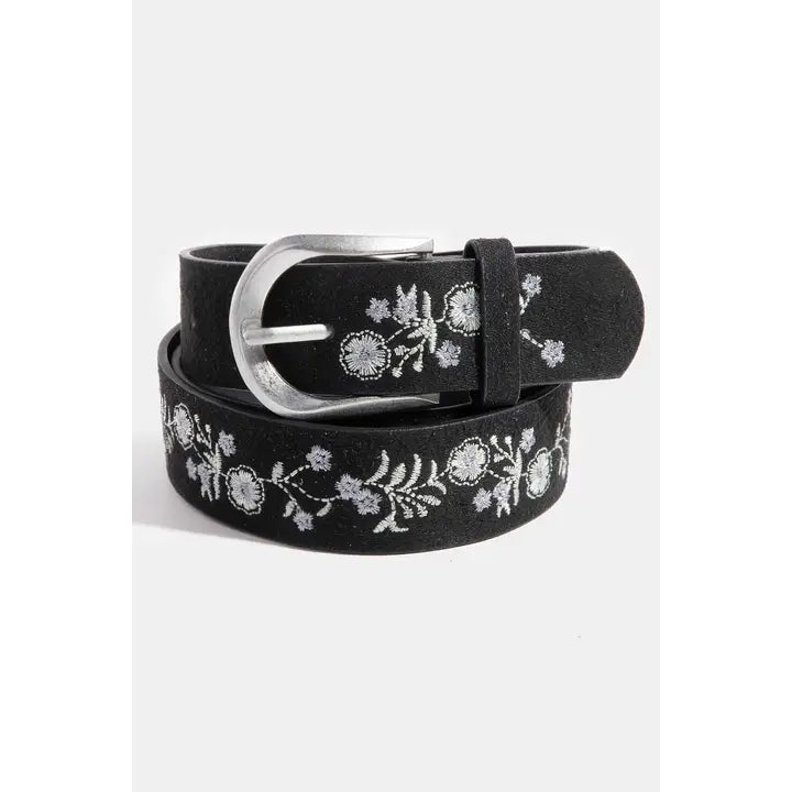 Soft Floral Embroidered Belt