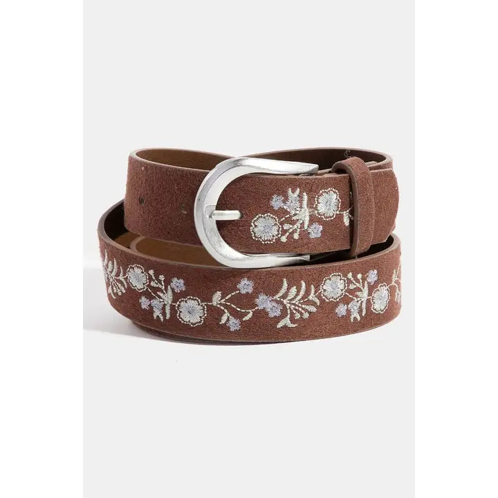 Soft Floral Embroidered Belt