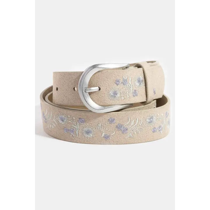 Soft Floral Embroidered Belt