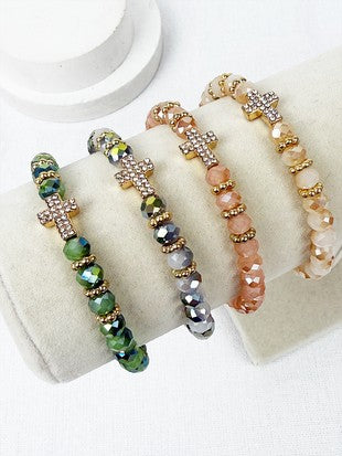 Soft Tone Cross Charm Bracelet