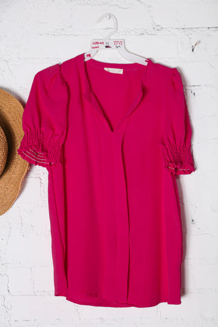 Solid Ruched Sleeve Top