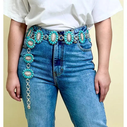 Southern Grace Silver & Turq Belt