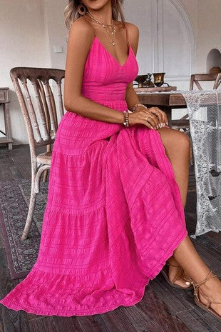 Spaghetti Strap Patchwork Long Dress
