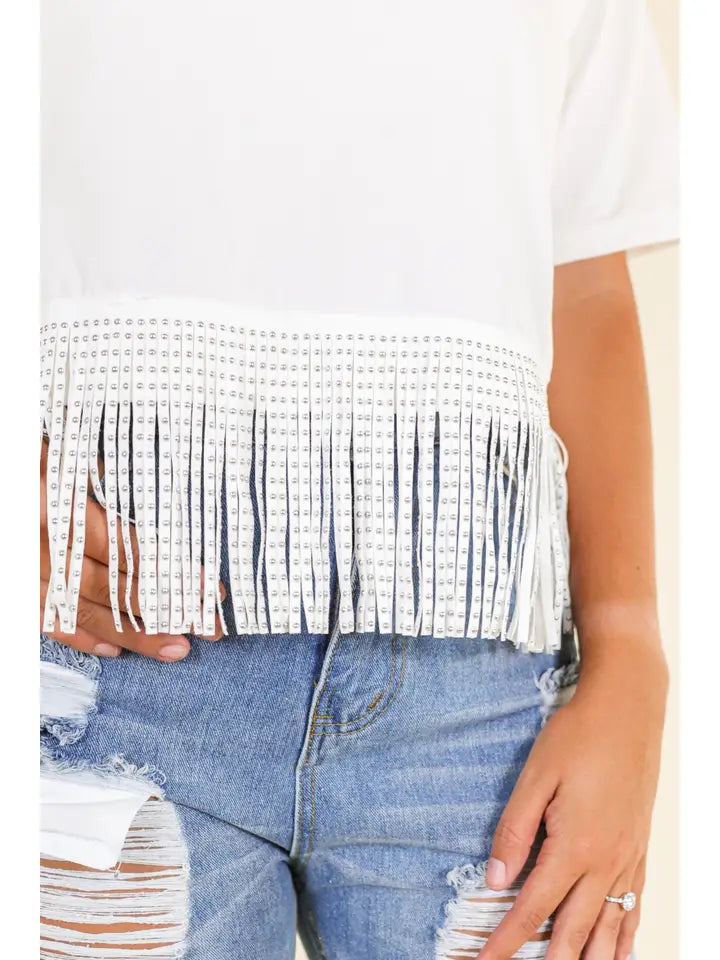 Studded Fringe Crop Top