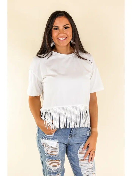 Studded Fringe Crop Top