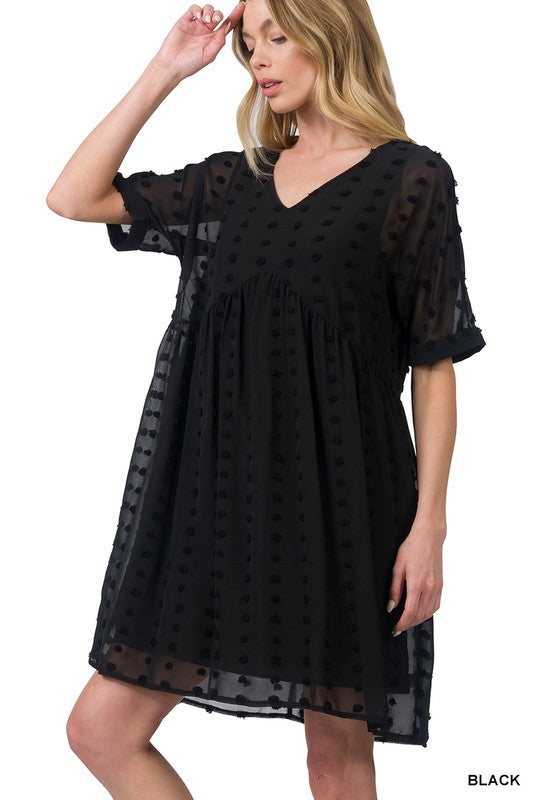 Swiss Dot Babydoll Dress Misses