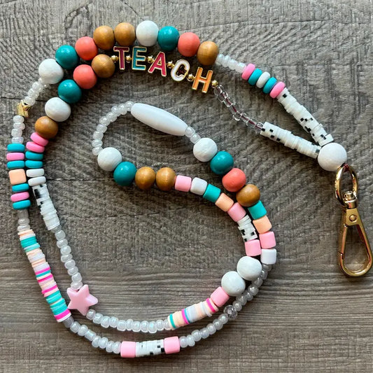 Teach Colorful Bead Breakaway Lanyard