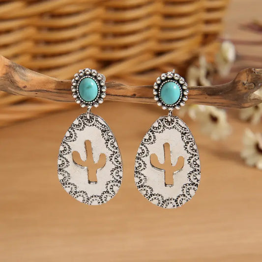 Teardrop Hollow Cactus Earrings