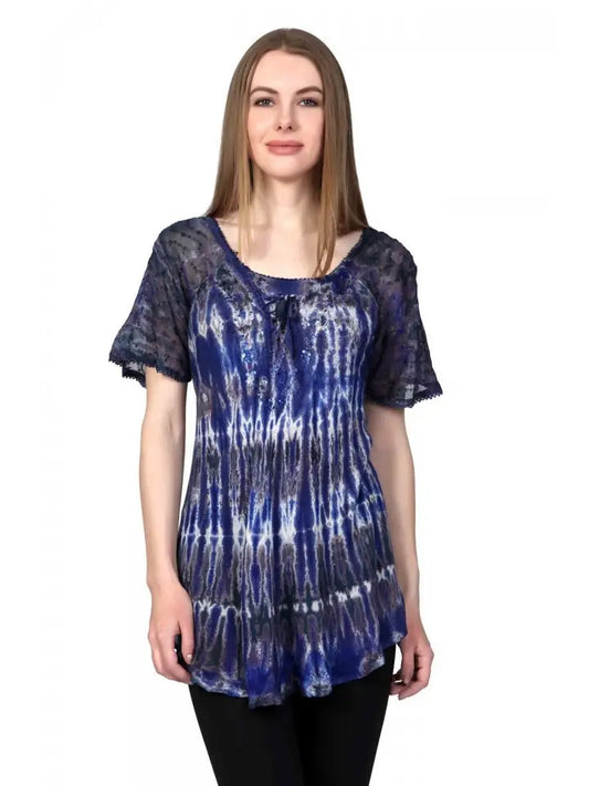 Tie Dye Sheer Sleeve Top