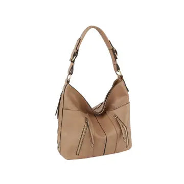 Trendy Front Zipper Hobo Shoulder Bag
