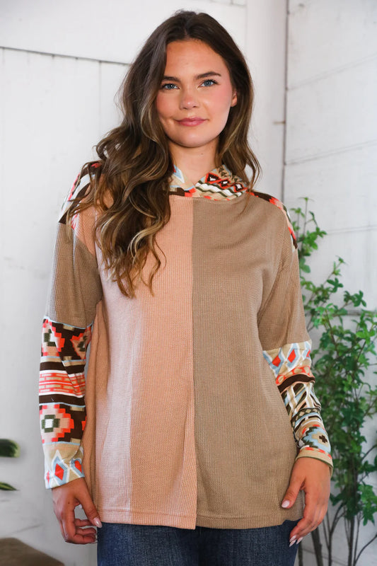 Tribal Color Block Hoodie