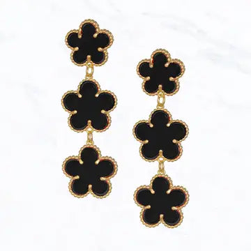 Triple Flower Dangle Earrings