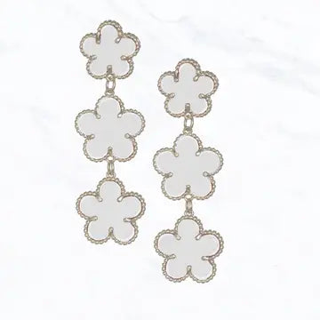 Triple Flower Dangle Earrings