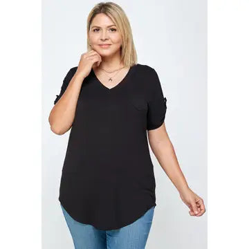 V Neck Tunic Tee W/ Pockets