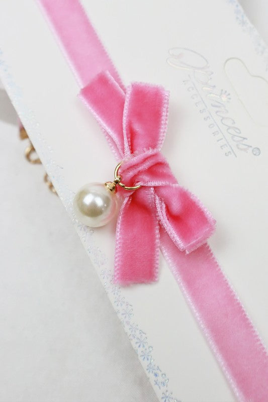 Velvet Bow &  Pearl Choker