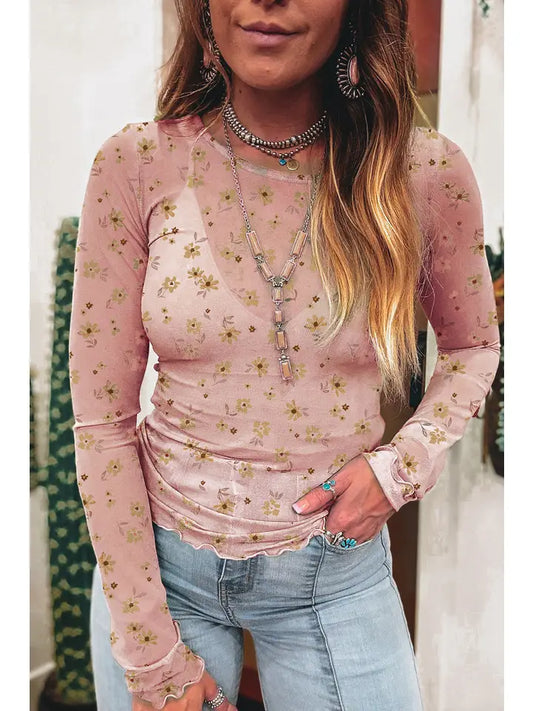 Vintage Floral Southern Mesh Top
