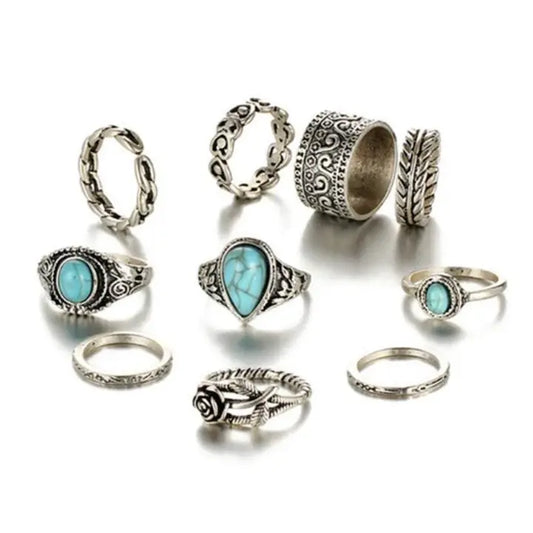 Vintage Turq Decor Rings