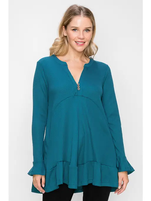 Waffle Knit Tunic Top