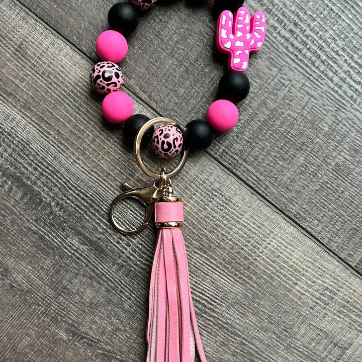 Western Cactus Wristlet Keychain