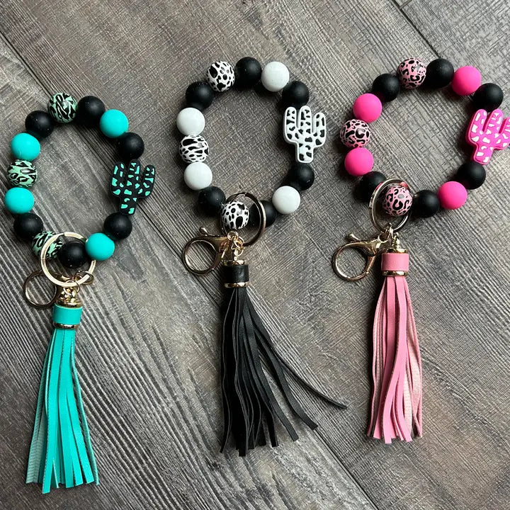 Western Cactus Wristlet Keychain