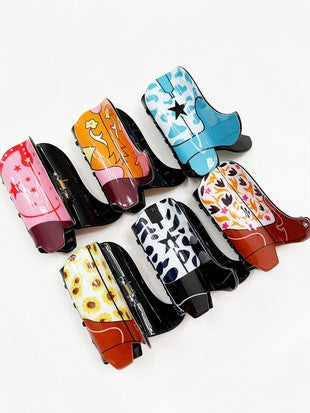 Western Cowboy Boots Hair Claw Clip