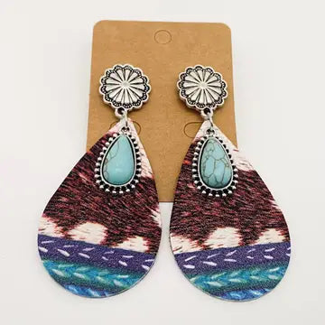Western Drop Leather Earrings