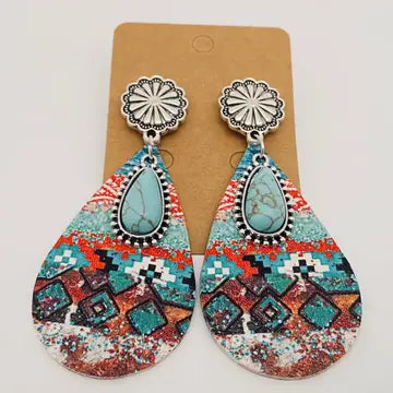 Western Drop Leather Earrings