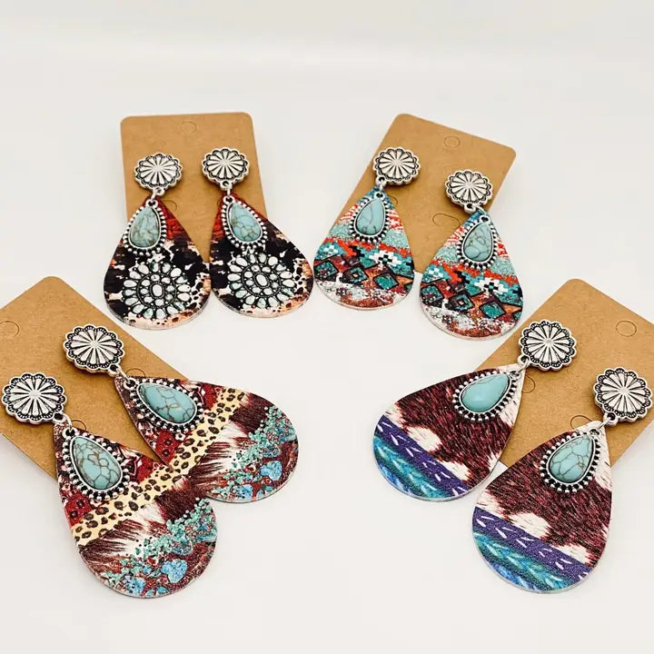 Western Drop Leather Earrings