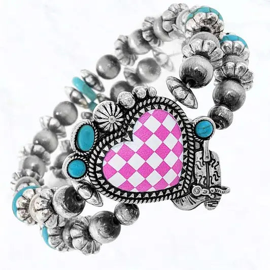 Western Heart Beaded Bracelet