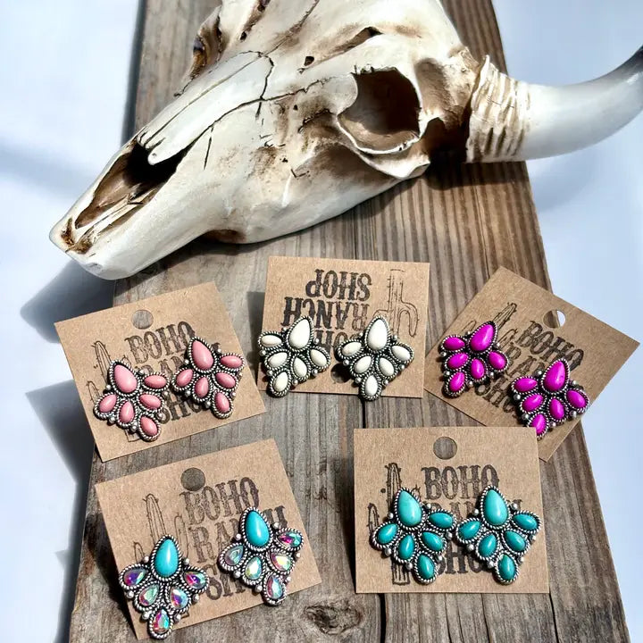 Western Stone Stud Earrings
