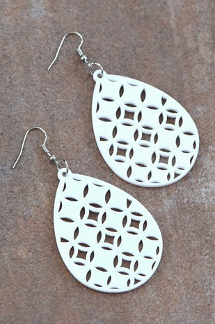 White Teardrop Cutout Earrings