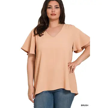 Woven Airflow Flutter Sleeve Top