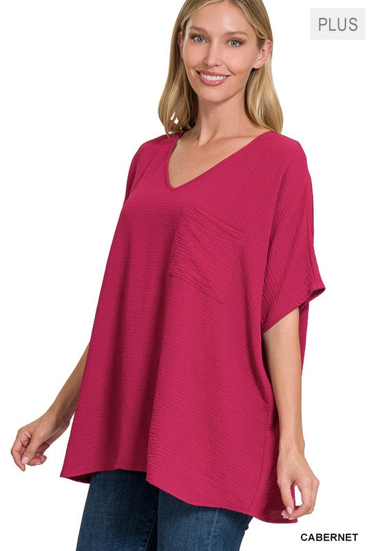 Woven Airflow V-Neck Top - Curvy