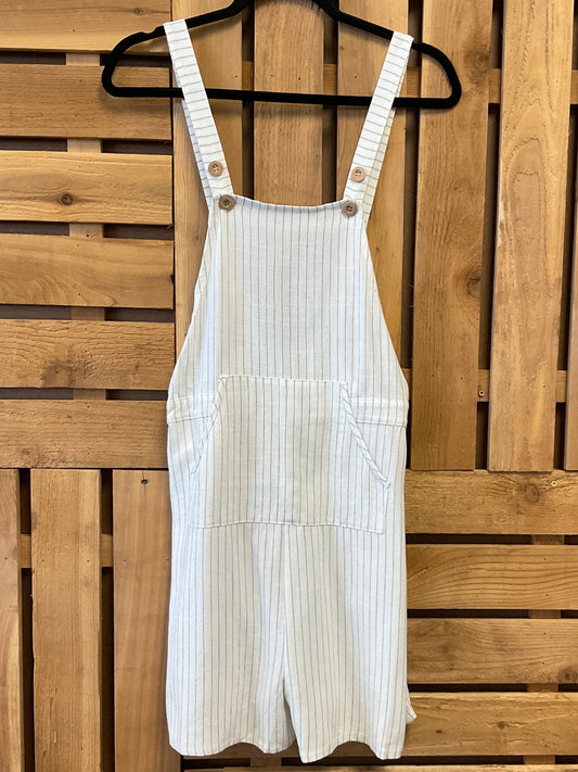 Sleeveless Stripes Linen Overall