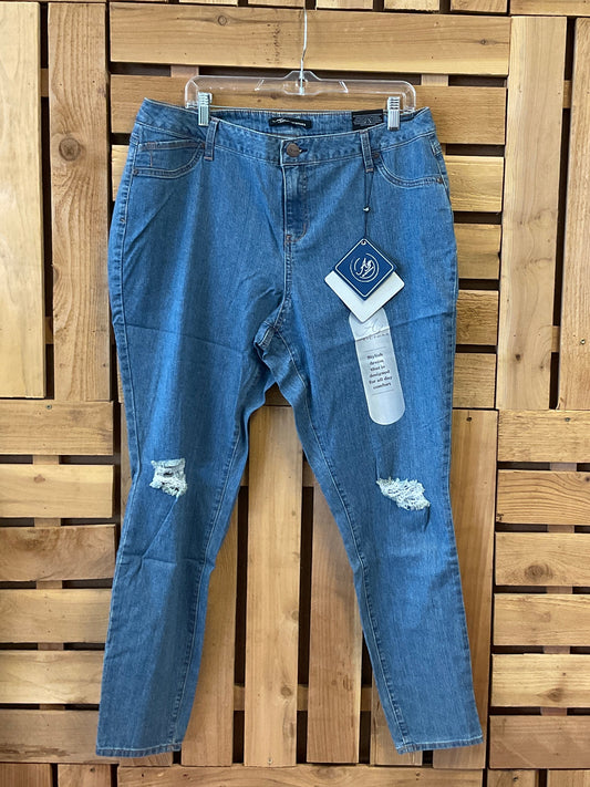 Button Closure Distress Skinny Stretch Pants