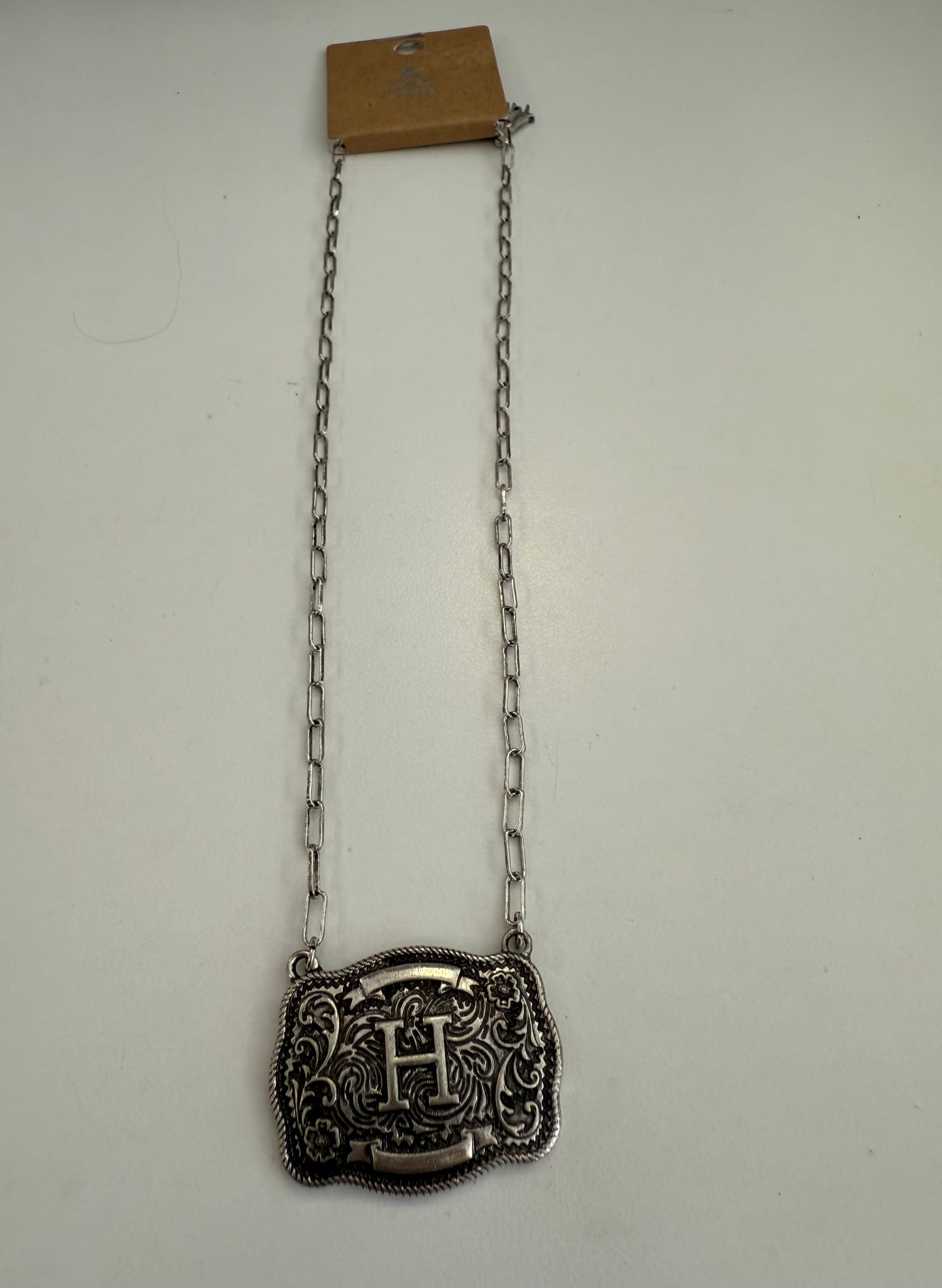 Beltbuckle Initial Necklace