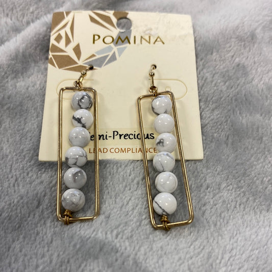 Gold Marble Rectangle Earrings