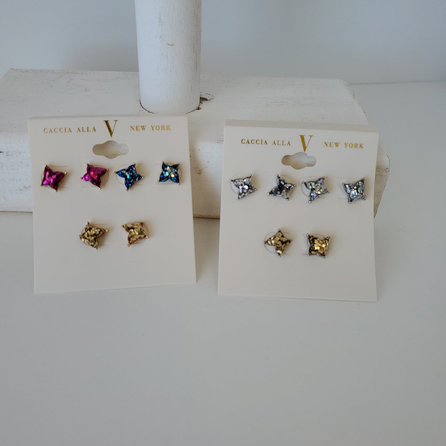 Butterfly Glitter 3pk Studs