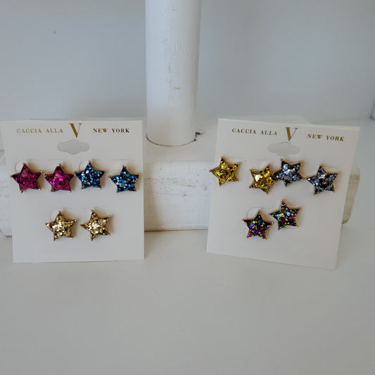 Glitter Stars 3pk Studs