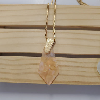 Gold Accent Long Stone Necklace