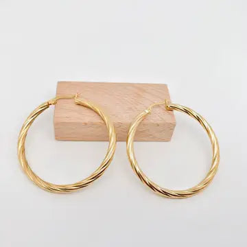 18K Gold Plated Cable Hoop Earrings